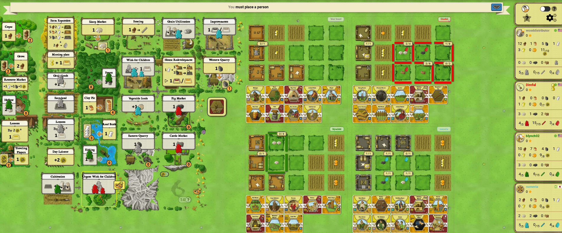 Board with last action in Round 13